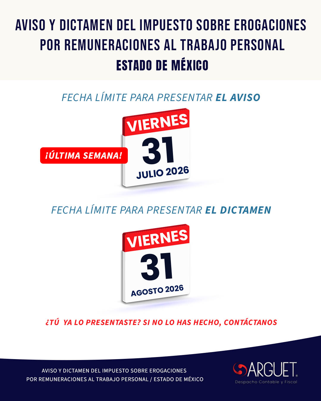 Auditoria en Impuestos de Aviso y dictamen del impuesto sobre erogaciones por remuneraciones al trabajo personal Estado de México